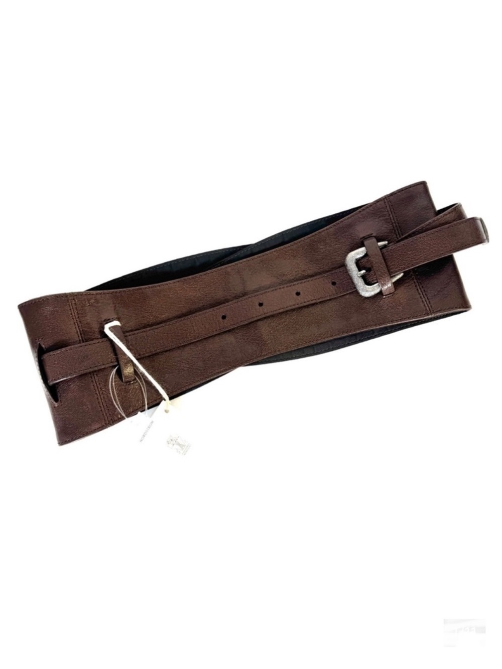 BRUNELLO CUCINELLI Wide Leather Harness Corset Belt NEW With Tag Brown Size S